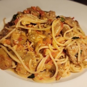 pasta con chorizo
