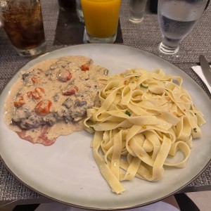 filete mignon con pasta al oleo 