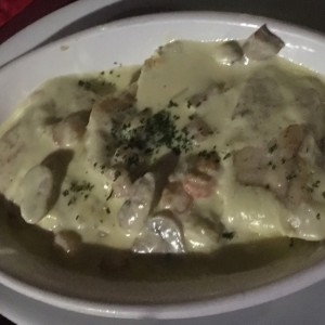corvina con camarones