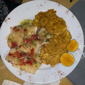 Filete de corvina al ajillo 