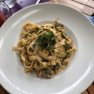 Fettuccine en salsa de hongos