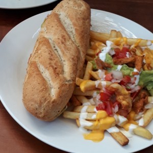 Choripan con papas fiesta