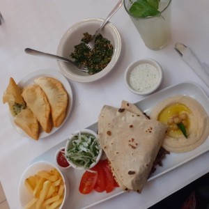 Hummus Con Shawarma de carne o pollo