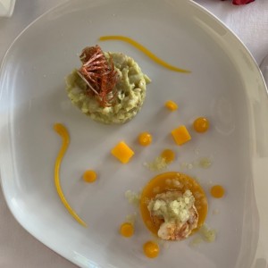 camarones y mango