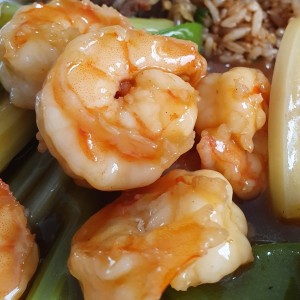 Camarones en salsa de ostras
