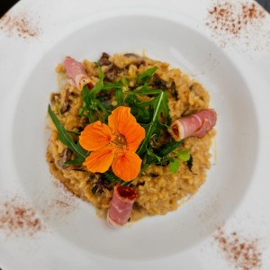 Risotto con Hongos Porcini y Prosciutto