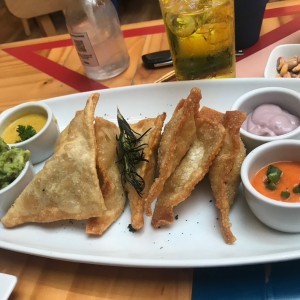 Wantan rellenos de aji de gallina