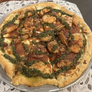 Pizza camaron al pesto