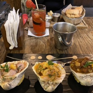 3 muestras de ceviche