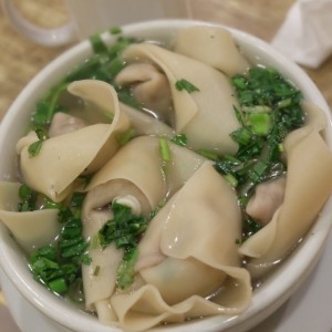 wan-tan en sopa de pollo.