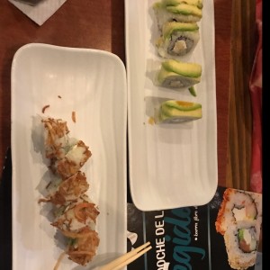 sushi avocado , mr crab fried