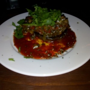 Portobello Relleno con salsa de vino