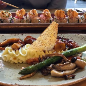 pulpo teriyaki guarnicion