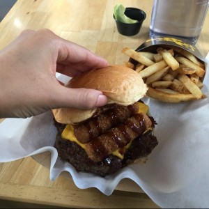 Heavy mozarrella sticks burger