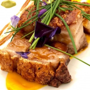 Platos Fuertes - Pork belly, Chardonnay