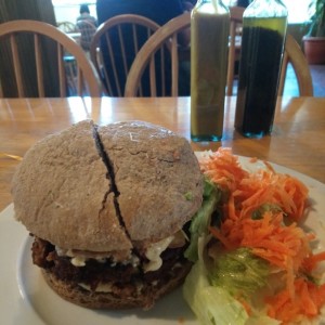 hamburgesa de soya y hummus 