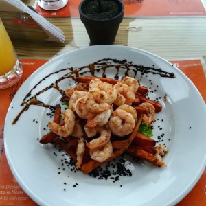 Camarones a la Plancha con Camote