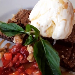 brownie con helado