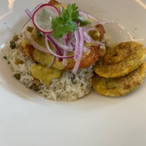 corvina en salsa de coco con quinoa