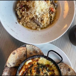 Rissoto y cacerola de queso