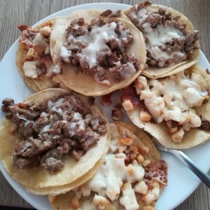 tacos de carne y pollo