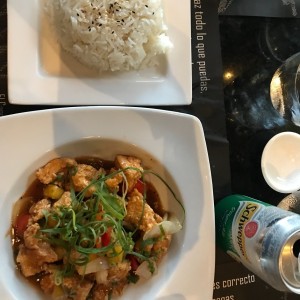 Pollo o cerdo agridulce