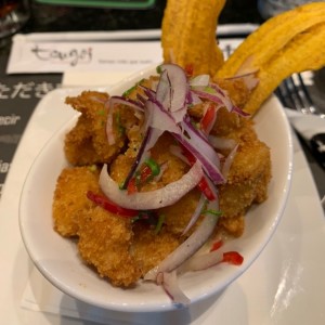 Ceviche frito de langostinos