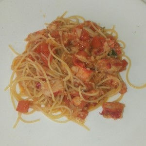 Spaghetti con cangrejo