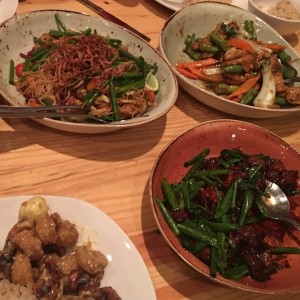 dan dan noodeles, mongolian beef