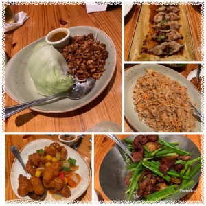 Lechuga con carne/dumplings de cerdo/arroz frito con pollo/Sweet & sour chicken/mongolian surf N Turf