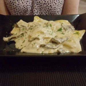 Ravioli con hongos porcini