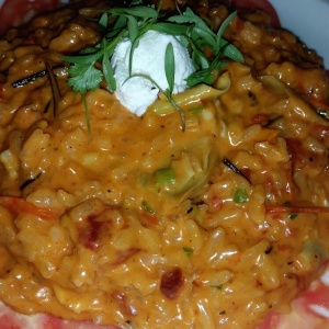 Risotto queso de cabra y tomates secos