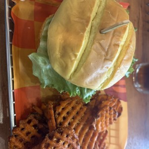 Avocado ranch black bean burger