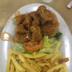 costilla agridulce con papas