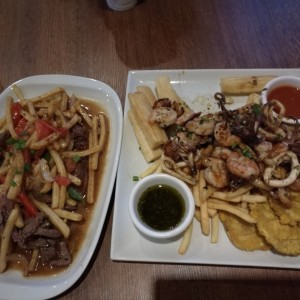 parrilla da de marisco y lomo saltado 