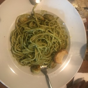 fetuccini con camarones