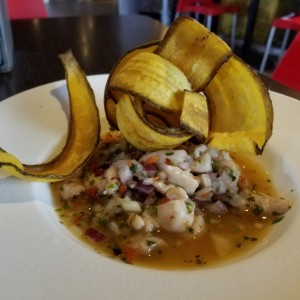 Ceviche de corvina con maracuya