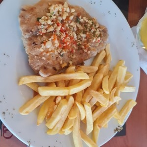 corvina al ajillo...