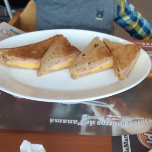derretido jamon y queso pan integral