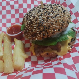 sencilla con bacon y queso