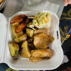 pollo asado con papas asada
