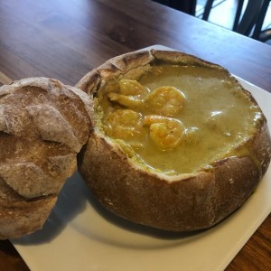 panne cook de camarones al curry