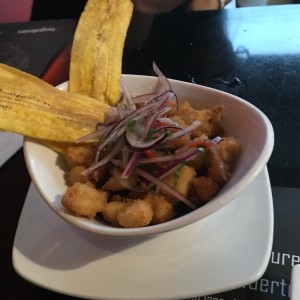 Ceviche frito de corvina