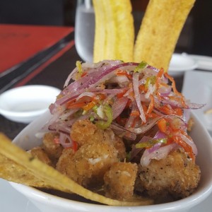 ceviche corvina frito