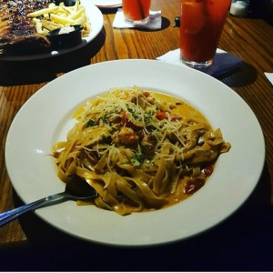 pasta con camarones