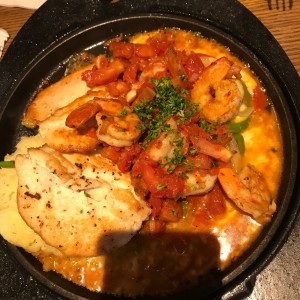 sizzling chicken and shrimp