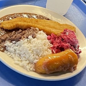 Poroto ensalada de feria arroz