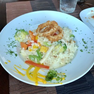 Risotto de calamares con verduras(cremoso y delicioso)