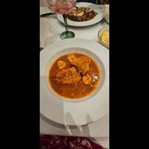 corvina en salsa de gambas