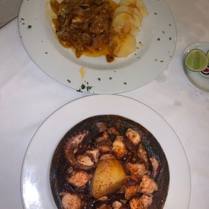 Pulpo a la gallega y bacalao